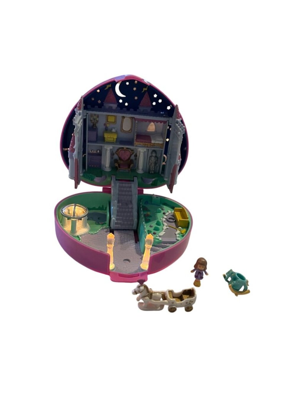 VTG 1992 Polly Pocket Starlight Castle Compact Bluebird Toys girl horse carriage